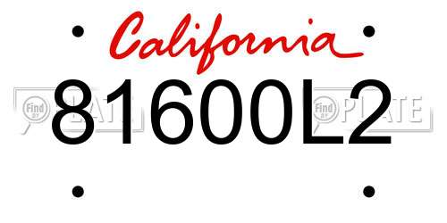 81600L2 California License Plate