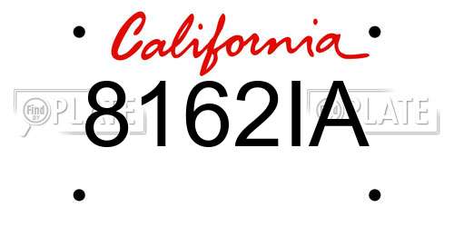 8162IA California License Plate