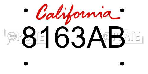 8163AB California License Plate