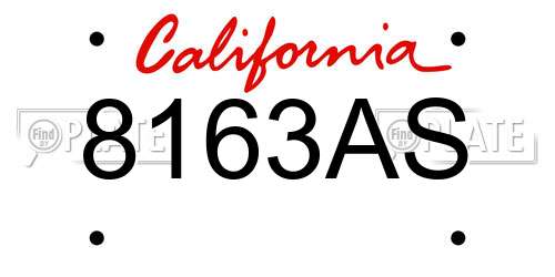 8163AS California License Plate