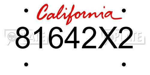 81642X2 California License Plate