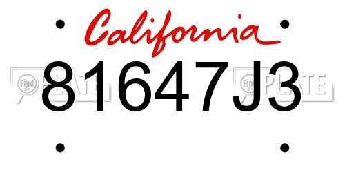 81647J3 California License Plate