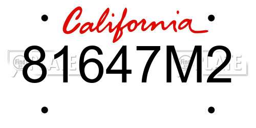 81647M2 California License Plate