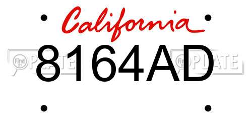 8164AD California License Plate
