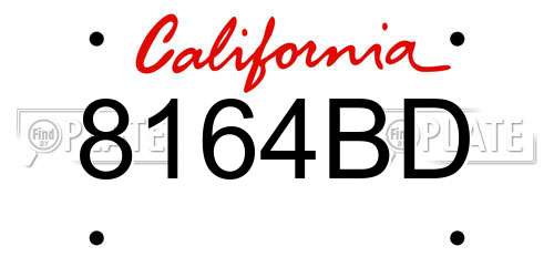 8164BD California License Plate