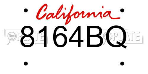 8164BQ California License Plate