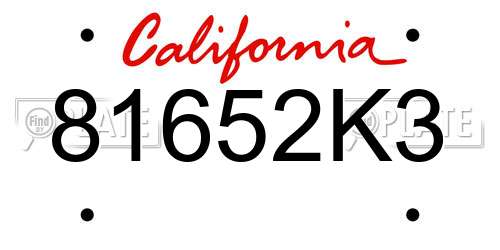 81652K3 California License Plate