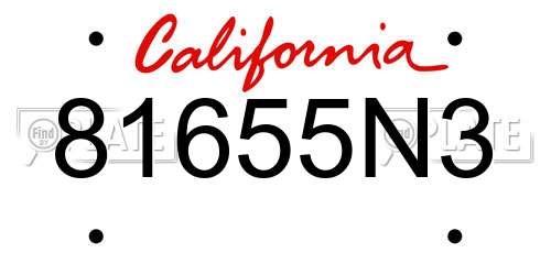 81655N3 California License Plate