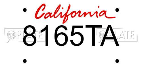 8165TA California License Plate