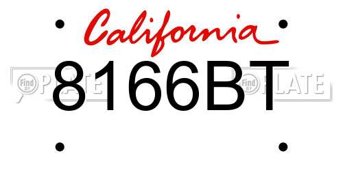 8166BT California License Plate