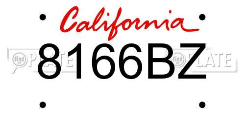 8166BZ California License Plate