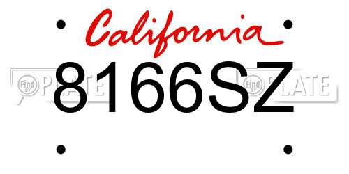 8166SZ California License Plate