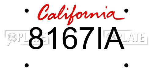 8167IA California License Plate