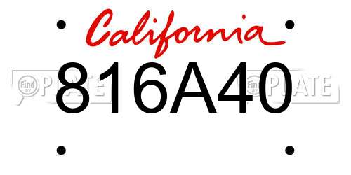 816A40 California License Plate