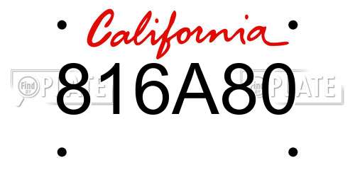 816A80 California License Plate