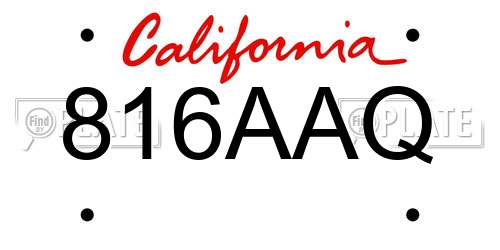 816AAQ California License Plate