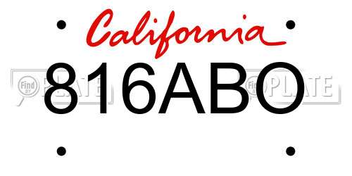 816ABO California License Plate