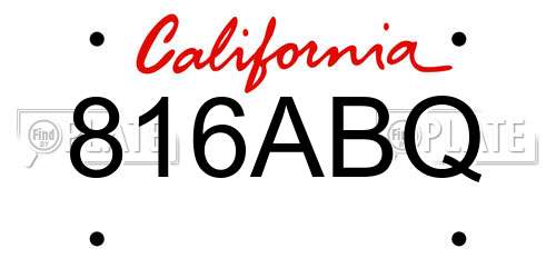 816ABQ California License Plate