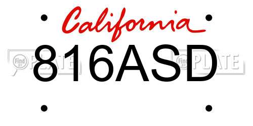 816ASD California License Plate