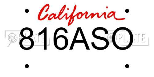 816ASO California License Plate