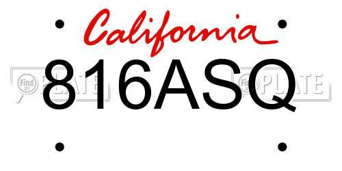 816ASQ California License Plate
