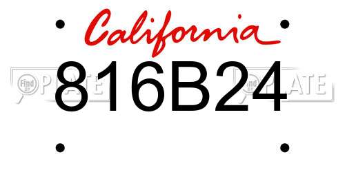 816B24 California License Plate