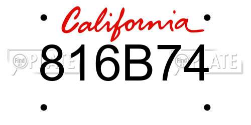 816B74 California License Plate