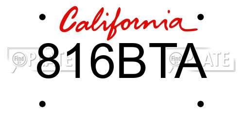 816BTA California License Plate