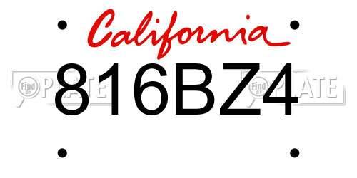 816BZ4 California License Plate