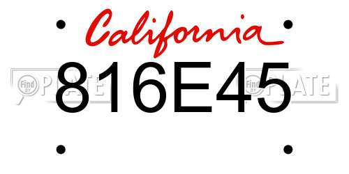 816E45 California License Plate