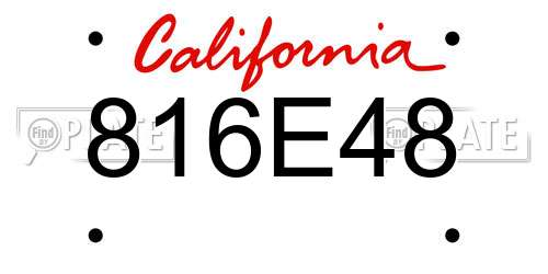 816E48 California License Plate