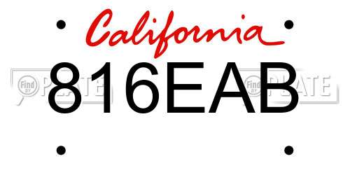 816EAB California License Plate