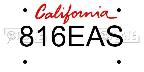 816EAS California License Plate