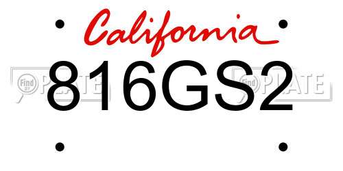816GS2 California License Plate