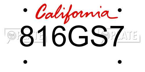 816GS7 California License Plate