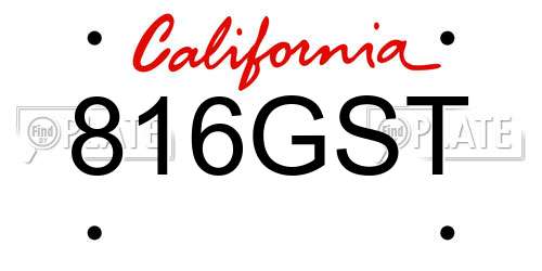 816GST California License Plate