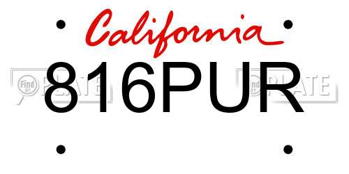 816PUR California License Plate