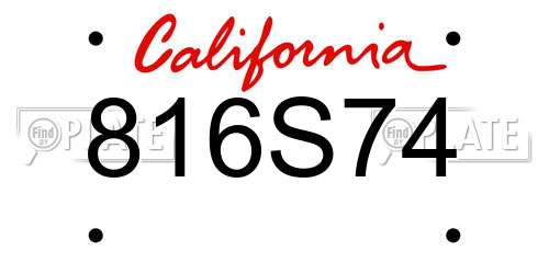 816S74 California License Plate