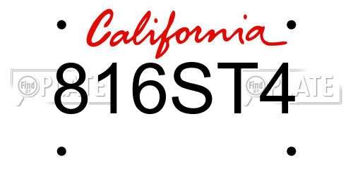 816ST4 California License Plate