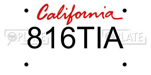 816TIA California License Plate