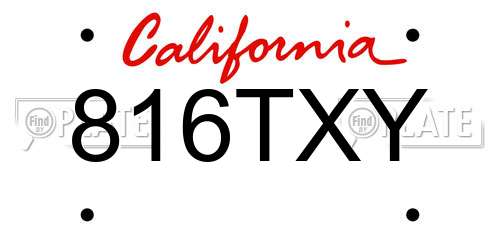 816TXY California License Plate