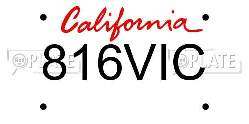 816VIC California License Plate
