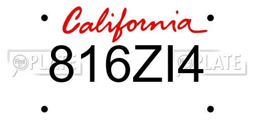 816ZI4 California License Plate