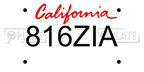 816ZIA California License Plate