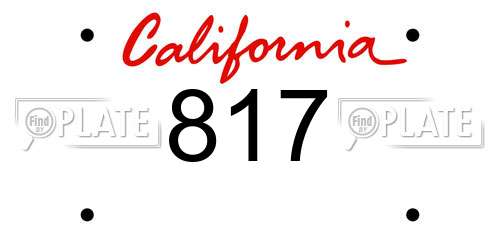 817 California License Plate