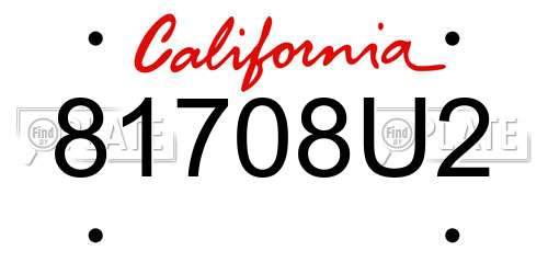 81708U2 California License Plate