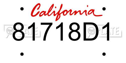 81718D1 California License Plate
