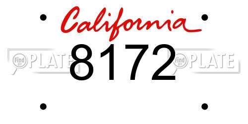 8172 California License Plate