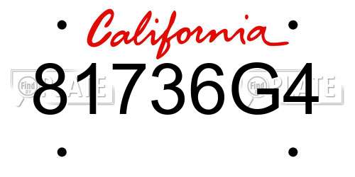 81736G4 California License Plate