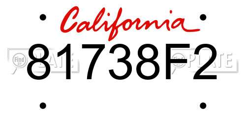 81738F2 California License Plate